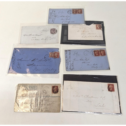 670B - 7 x Late 19th Century Envelopes with Queen Victoria Penny Red and Purple Stamps