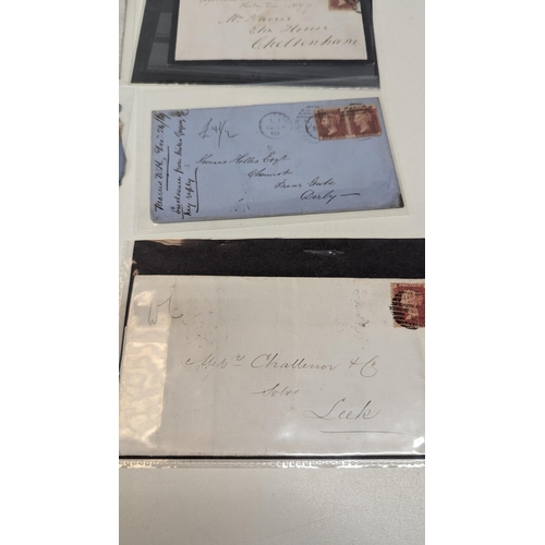 670B - 7 x Late 19th Century Envelopes with Queen Victoria Penny Red and Purple Stamps