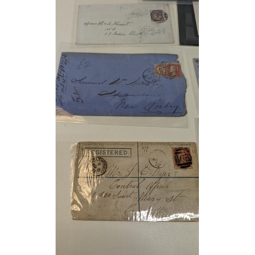 670B - 7 x Late 19th Century Envelopes with Queen Victoria Penny Red and Purple Stamps