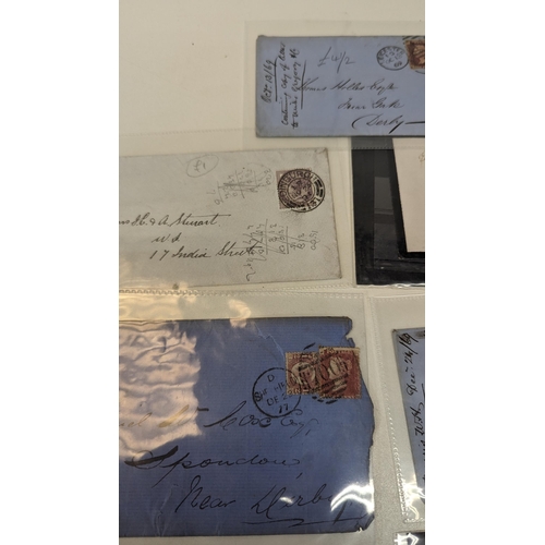 670B - 7 x Late 19th Century Envelopes with Queen Victoria Penny Red and Purple Stamps