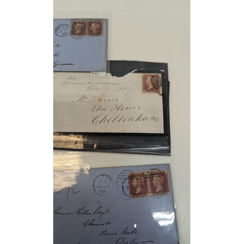 670B - 7 x Late 19th Century Envelopes with Queen Victoria Penny Red and Purple Stamps