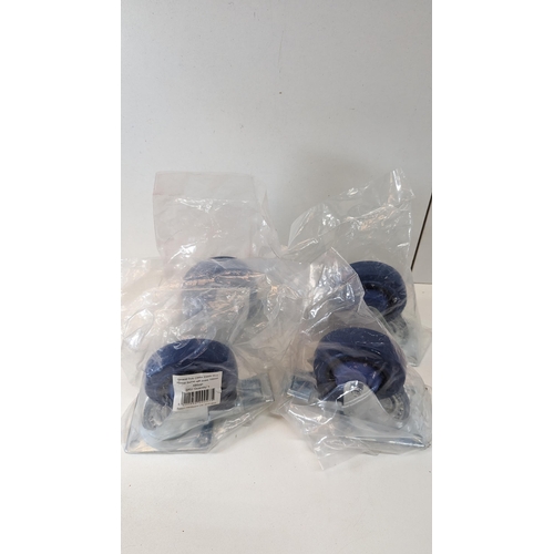 252 - 4 x New and Unused General Duty  Castors Electric Blue with Brake 100mm