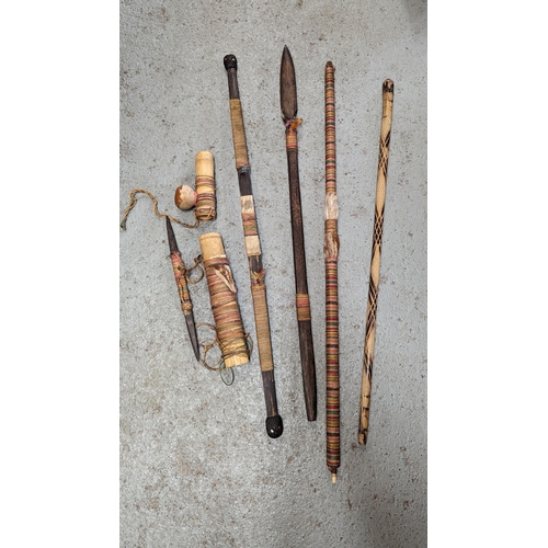 1287B - A Quantity of Tribal Weapons, Walking Stick etc