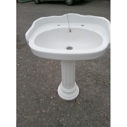 308C - Antique Bathroom Sink with Pedestal Base