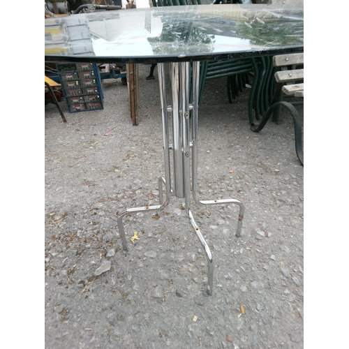 64 - Glass Topped Chrome and Granite Table