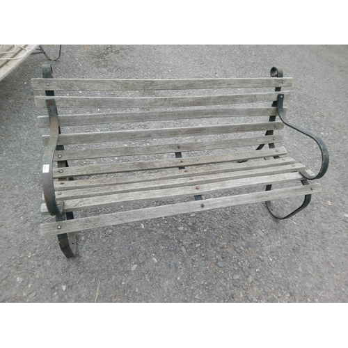 62 - Metal Framed Bench with Wooden Slats