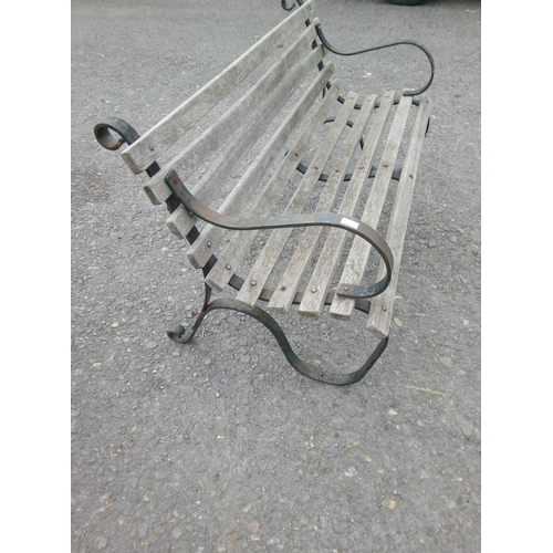 62 - Metal Framed Bench with Wooden Slats