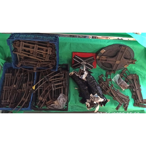 823A - Large Box of Hornby 0 Gauge Track Including Straight Corners, Points, Turntables and More