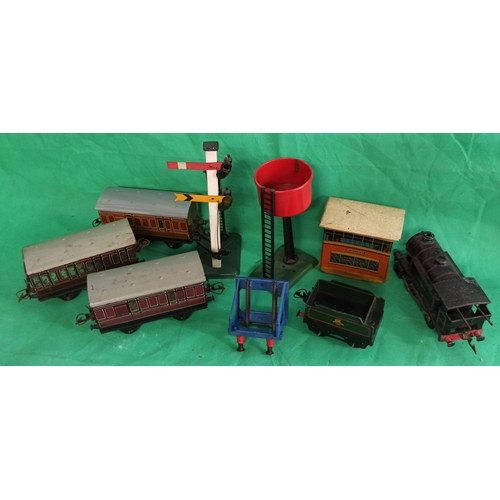 851 - Hornby 0 Gauge Engine Rolling Stock Signals & House, Water tower and Buffers