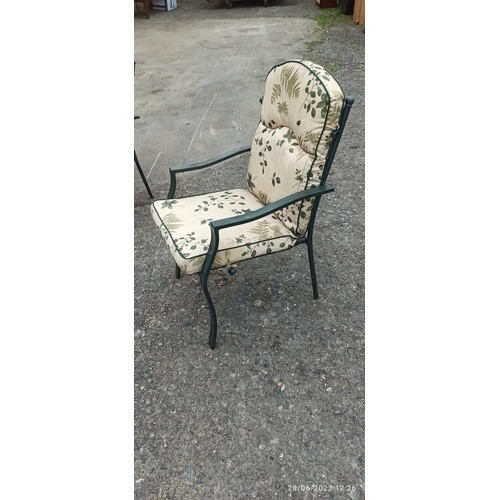 54 - Metal & Glass Garden Table with 6 x Metal Chairs and Cushions