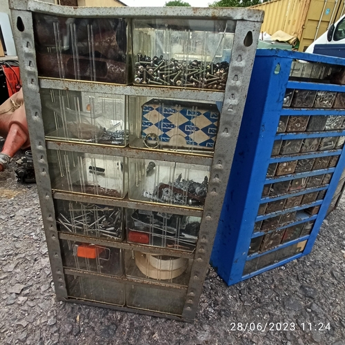 83 - 3 x Metal and Plastic Storage Units with Contents