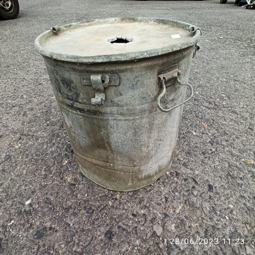 60 - Galvanised Drum Lidded with Hole in Top of Lid as Pictured