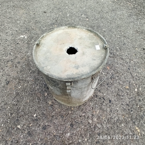 60 - Galvanised Drum Lidded with Hole in Top of Lid as Pictured