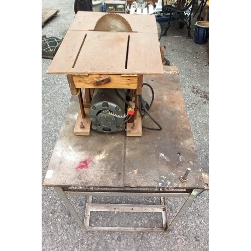 79 - Table Top Saw on Metal Bench 102cm x 92cm x 65cm