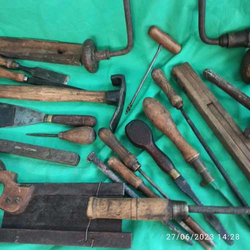 208 - Selection of Antique Tools Including Mallets, Brace & Bits, Screwdrivers etc.