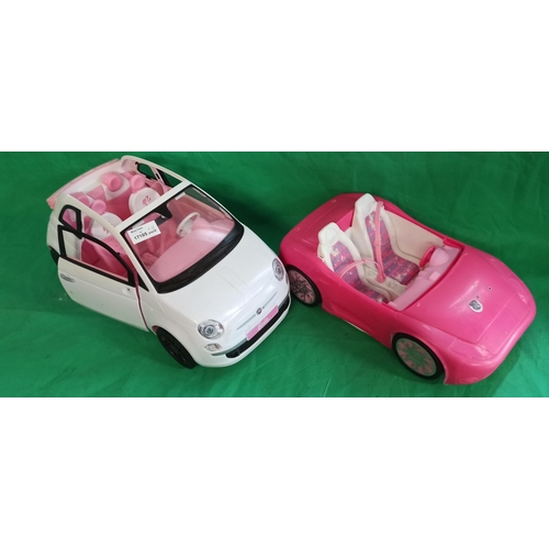 829 - Barbie Cars - White and Pink Fiat 500 and Glam Convertible Car