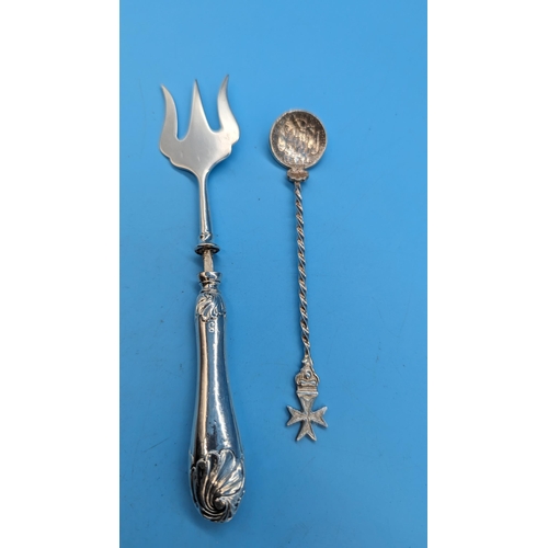 446 - A Hallmarked Silver Coin, Spoon and Fork