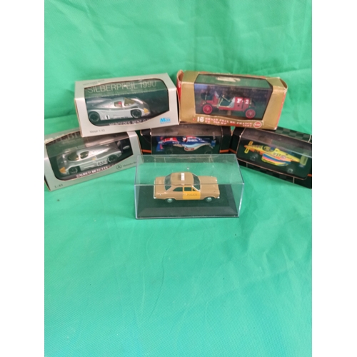 838 - Boxed Cars Including Mercedes Benz C-11 , Sauber Mercedes C9, F1, Indie and other Cars