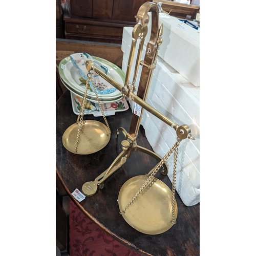 375B - A Set of Antique Brass Banking Scales