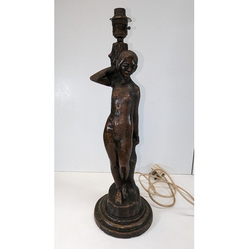 391 - A Vintage Bronze Art Deco Lamp