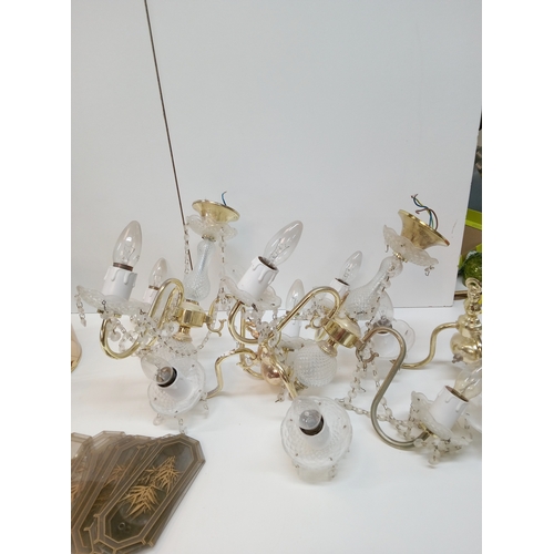 176 - Crystal Chandeliers and wall lights etc