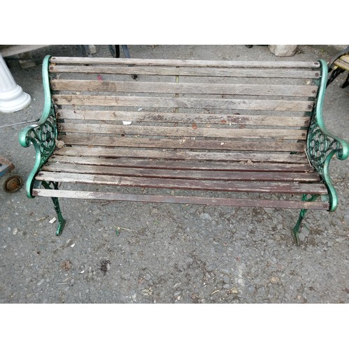 59 - Garden Bench With Green Painted Bench Ends