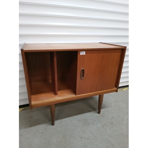 694 - Mid Century Record Storage Unit, Sliding Doors 65cm H, 76cm W, 37cm D