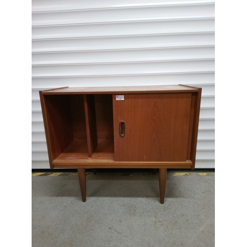 694 - Mid Century Record Storage Unit, Sliding Doors 65cm H, 76cm W, 37cm D