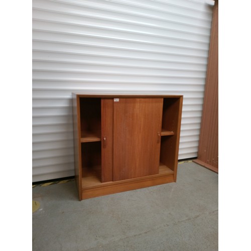 695 - Mid Century Cupboard with Sliding Doors 84cm H, 92cm W, 38cm D