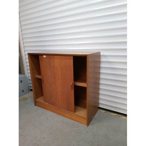 695 - Mid Century Cupboard with Sliding Doors 84cm H, 92cm W, 38cm D