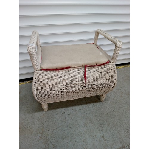 782 - Art Deco Wicker Stool with Storage