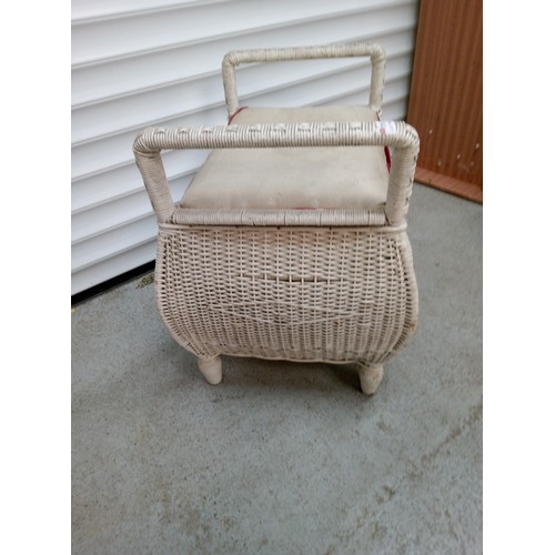 782 - Art Deco Wicker Stool with Storage