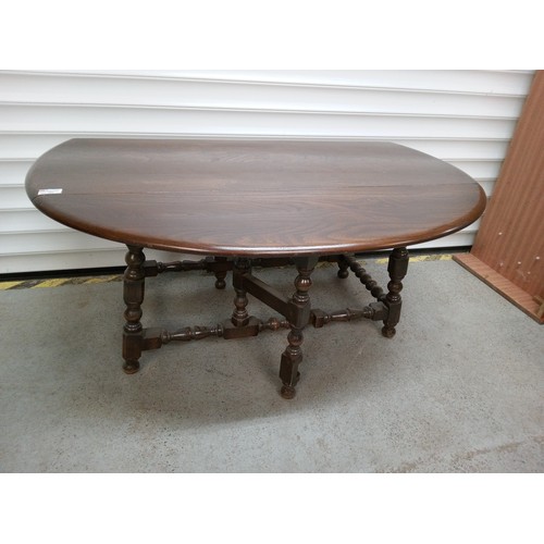 783 - Ercol Style Dark Wood Gate Leg Table , 49cm D x 106cm W , 45cm Closed, 95cm Open