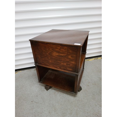 784 - Rotating Library Unit in Dark Wood 52cm H, 41cm W, 41cm D