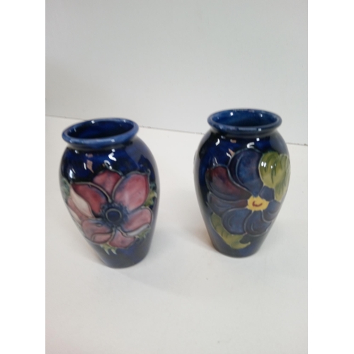 485 - A Pair of Moorcroft Anemone and Poppy Vases 11cm