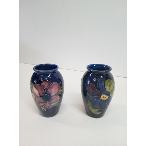 485 - A Pair of Moorcroft Anemone and Poppy Vases 11cm