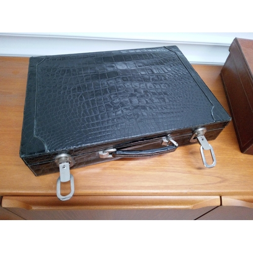 789 - Aigner Leather Briefcase with Keys plus a Crocodile Briefcase