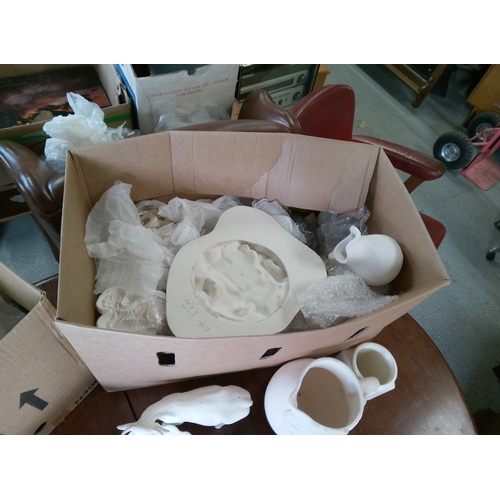 108 - A Quantity of Unpainted Bisque Pottery Items, Paints etc.