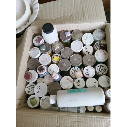 110 - A Quantity of Unpainted  Bisque Pottery Items, Paints etc.