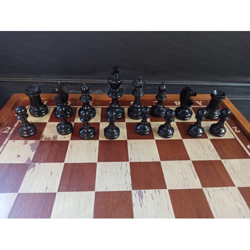 855B - A Chess Set with Numbered/ Lettered Board  plus Storage Box  ( slightly worn board)