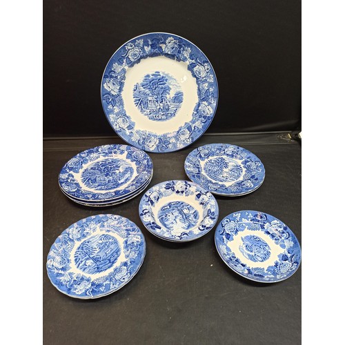 1102 - A Selection of Blue and White China including, Spode, Enoch Wood and More