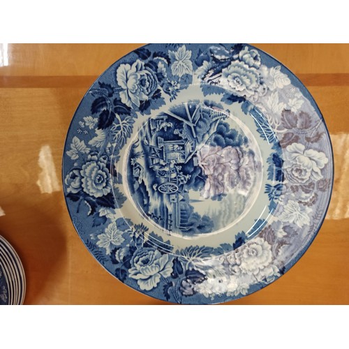 1102 - A Selection of Blue and White China including, Spode, Enoch Wood and More