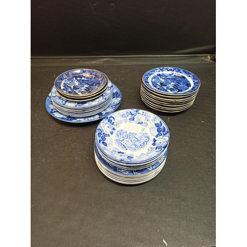 1102 - A Selection of Blue and White China including, Spode, Enoch Wood and More