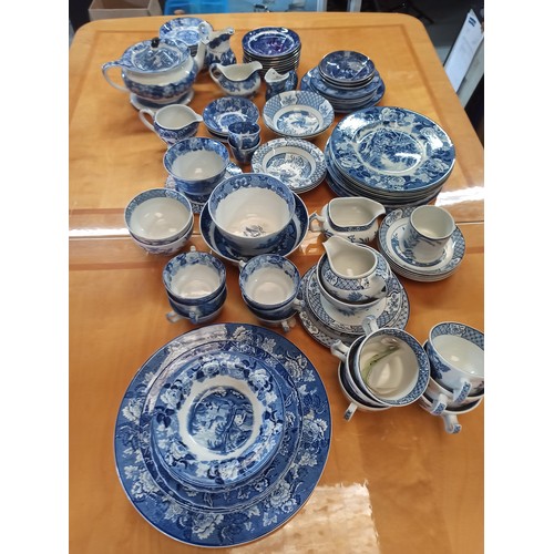 1102 - A Selection of Blue and White China including, Spode, Enoch Wood and More