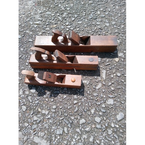 203 - 3 x Antique Carpenters Block Planes - Largest 56cm