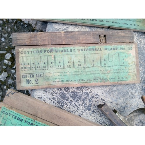 211 - Stanley Universal Plane no. 55 with Cutter Box no. 1 - 4 all Complete