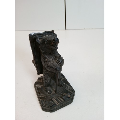 399C - A Small Carved Black Forest Wooden Bear with walking Stick