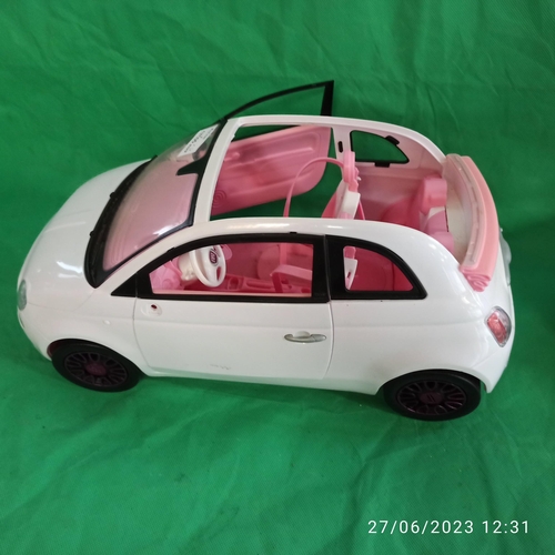 Barbie White Fiat 500 Convertible Play Vehicle Car Toy As-is