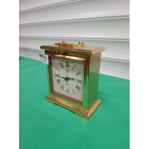 772 - Carriage Clock 14cm Tall, 12cm Wide