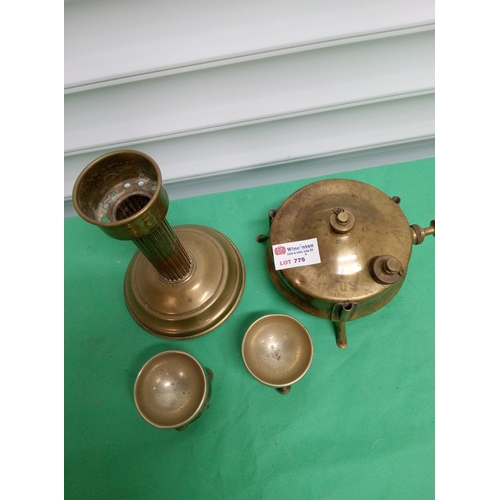 775 - Vintage Primus Cooking Stove Base, Brass Candle Stick Holder and Brass Egg Cups